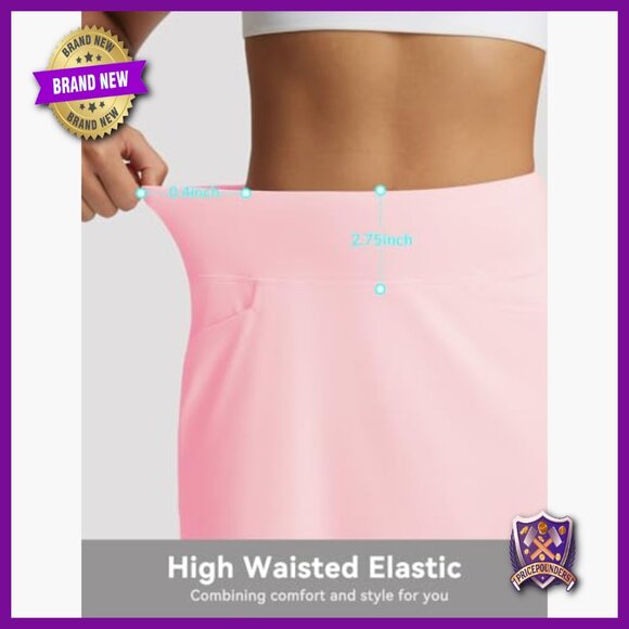 High Waist 17" Athletic Skort with 3 Pockets Stretchy UPF50+ - Picture 4 of 7